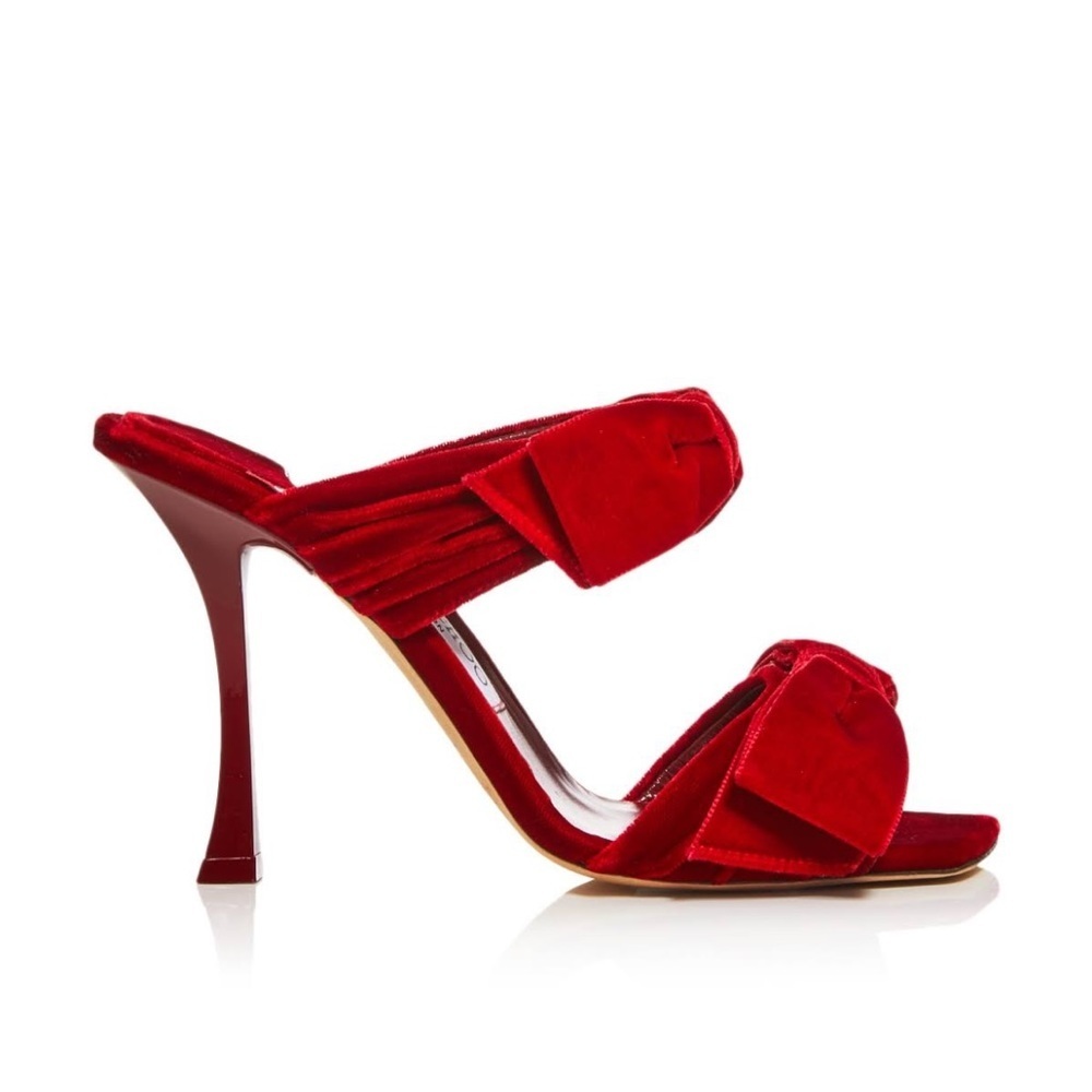 Jimmy Choo Flaca 100mm Velvet Bow Heels - Picture 3 of 9
